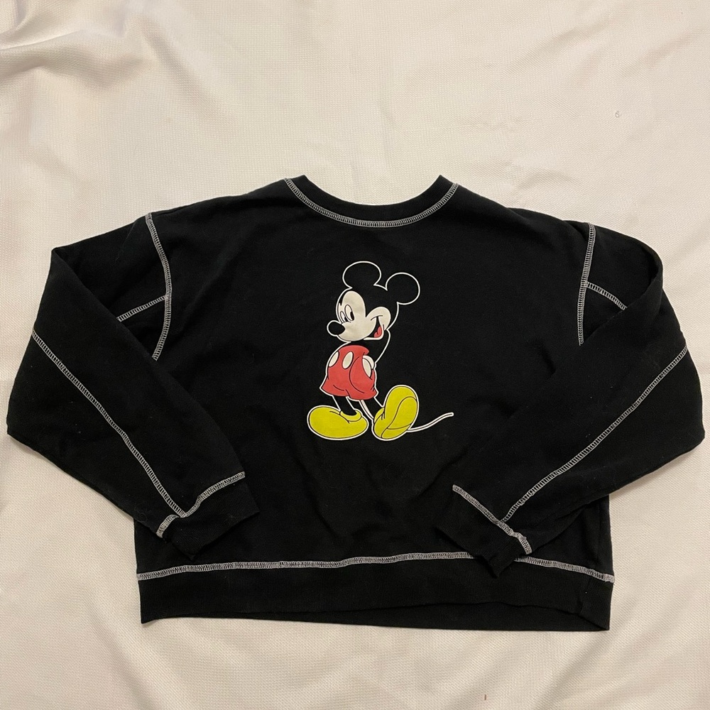 Disney Mickey Mouse Black and White Graphic Sweatshirt